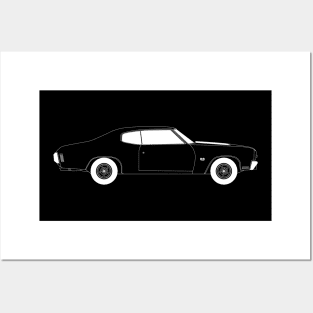 Chevelle SS White Outline Posters and Art